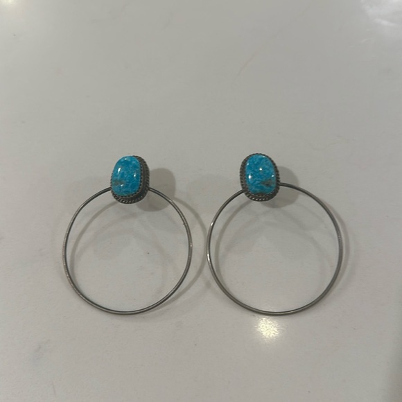 Turquoise Hoop Earrings - Picture 1 of 3